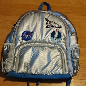 Silver Backpack with Space Patches